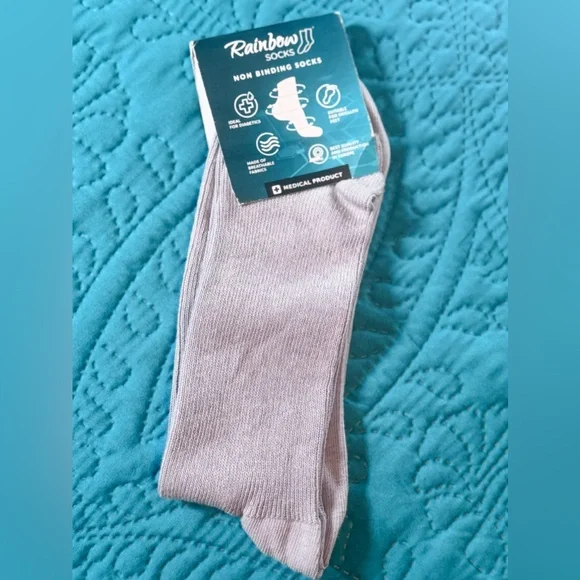3/$15 Rainbow NON BINDING SOCKS Grey - Picture 2 of 5